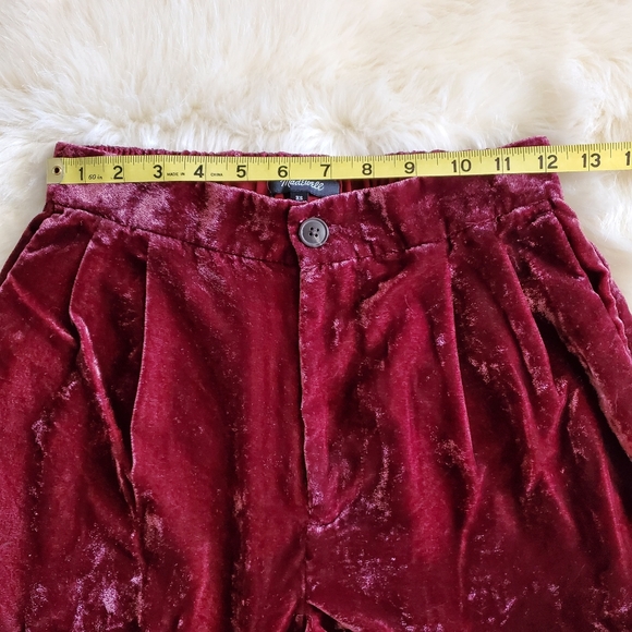 Madewell Red Velvet Tapered Pleat Pull-On Pants XS - Picture 13 of 15